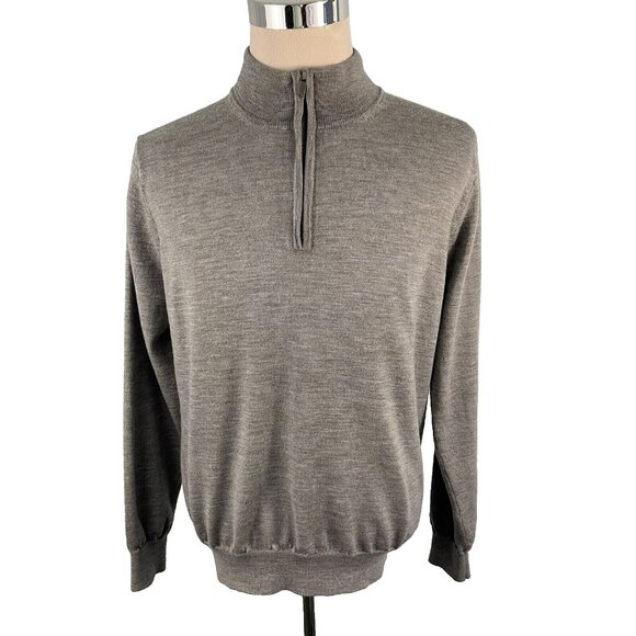 Untuckit Men's Merino Wool 1/4 Zip Sweater Gray Size Large - Picture 4 of 11